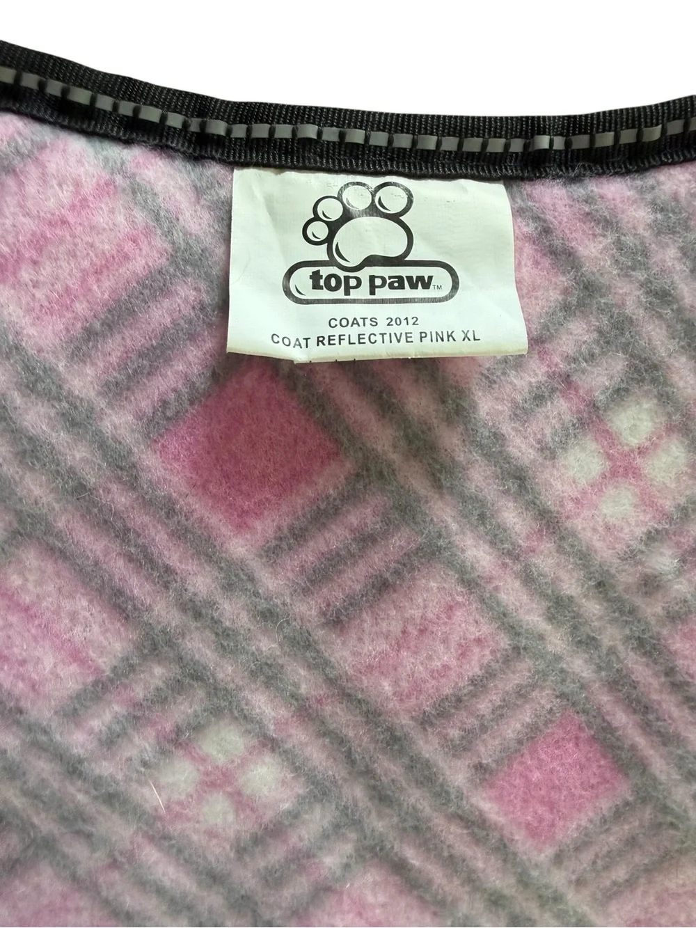 Top Paw Reflective Pink Fleece Dog Coat Jacket XL Plaid